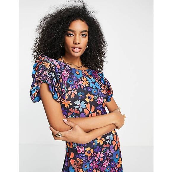 ASOS Multicolored Floral Tie Back Maxi Dress Size 10 - Picture 12 of 12